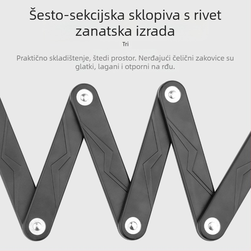 Sklopiva brava za bicikl s ključem – protiv krađe za planinske i električne bicikle, Model BG-0513, Materijal: legirani čelik + ABS, Težina: 0,7 kg, Stil: moderni jednostavnost