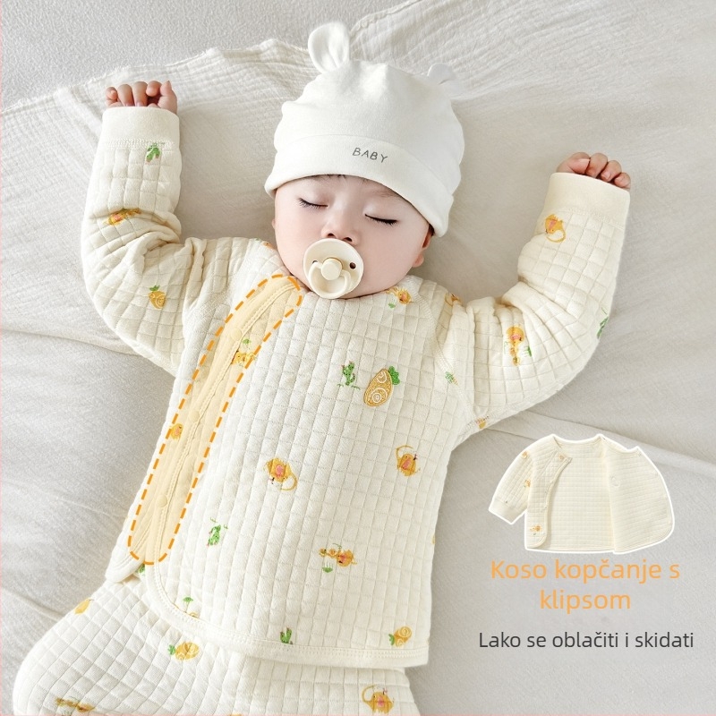 Dječji termo top, 100% pamuk, unisex, za uzrast 1–3 godine, zima, mekano obrađeno tkivo, bez kapuljače, bez ovratnika