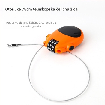 Kabelska brava s lozinkom za kacige i torbe, model Cow style, ABS + čelični kabel, prenosiva kombinacijska brava