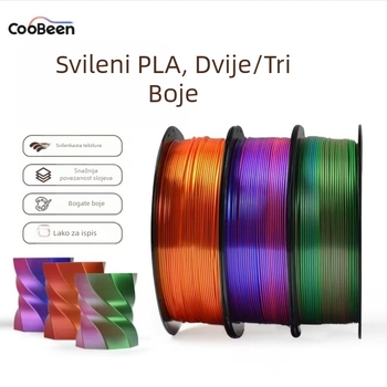 PLA Silk filament za 3D ispis s svilenom teksturom; kompatibilan s FDM 3D pisačima; materijal: PLA Silk; točnost ispisa: ±0,02 mm; težina: 1 kg