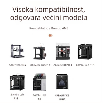 PLA Silk filament za 3D ispis s svilenom teksturom; kompatibilan s FDM 3D pisačima; materijal: PLA Silk; točnost ispisa: ±0,02 mm; težina: 1 kg