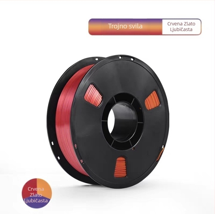 PLA Silk filament za 3D ispis s svilenom teksturom; kompatibilan s FDM 3D pisačima; materijal: PLA Silk; točnost ispisa: ±0,02 mm; težina: 1 kg