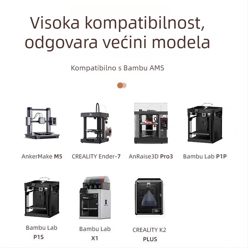 PLA Silk filament za 3D ispis s svilenom teksturom; kompatibilan s FDM 3D pisačima; materijal: PLA Silk; točnost ispisa: ±0,02 mm; težina: 1 kg
