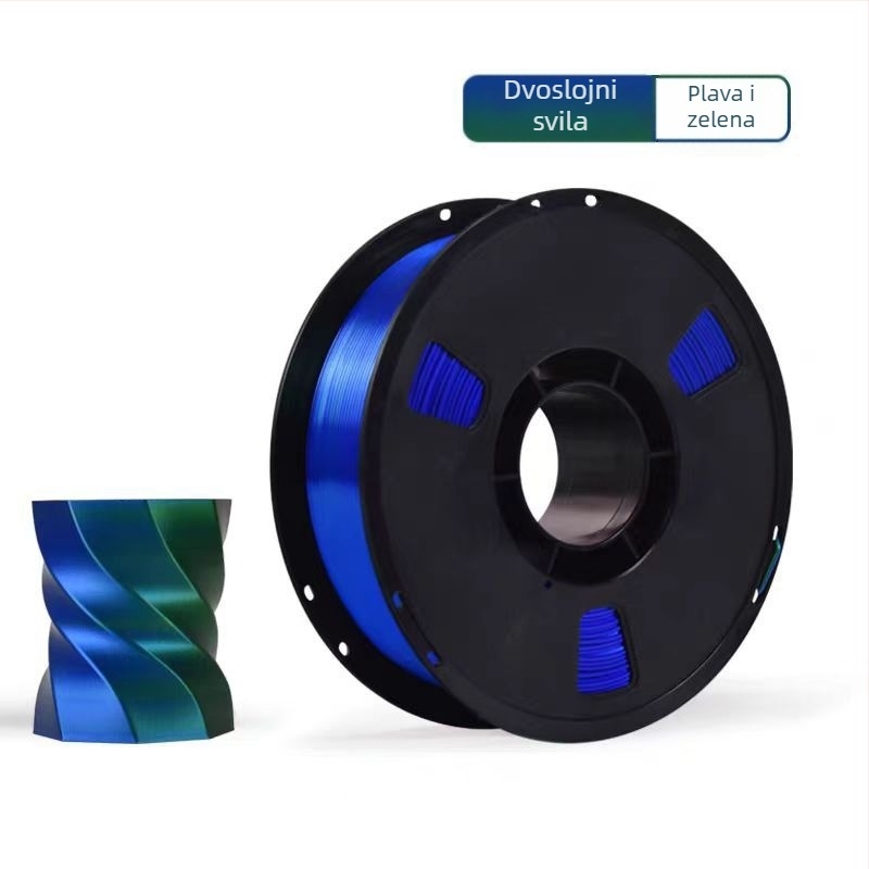 PLA Silk filament za 3D ispis s svilenom teksturom; kompatibilan s FDM 3D pisačima; materijal: PLA Silk; točnost ispisa: ±0,02 mm; težina: 1 kg