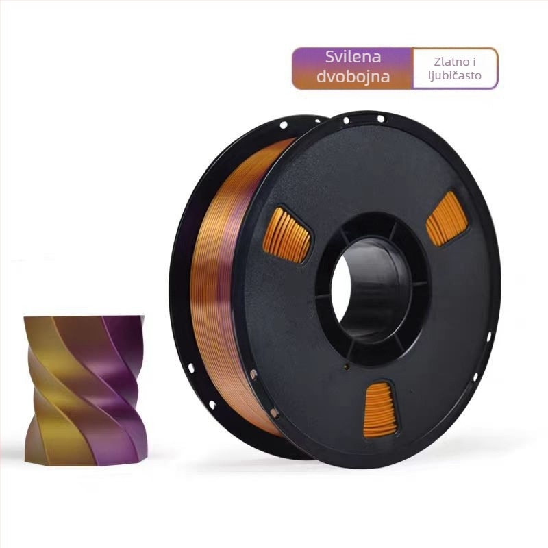 PLA Silk filament za 3D ispis s svilenom teksturom; kompatibilan s FDM 3D pisačima; materijal: PLA Silk; točnost ispisa: ±0,02 mm; težina: 1 kg