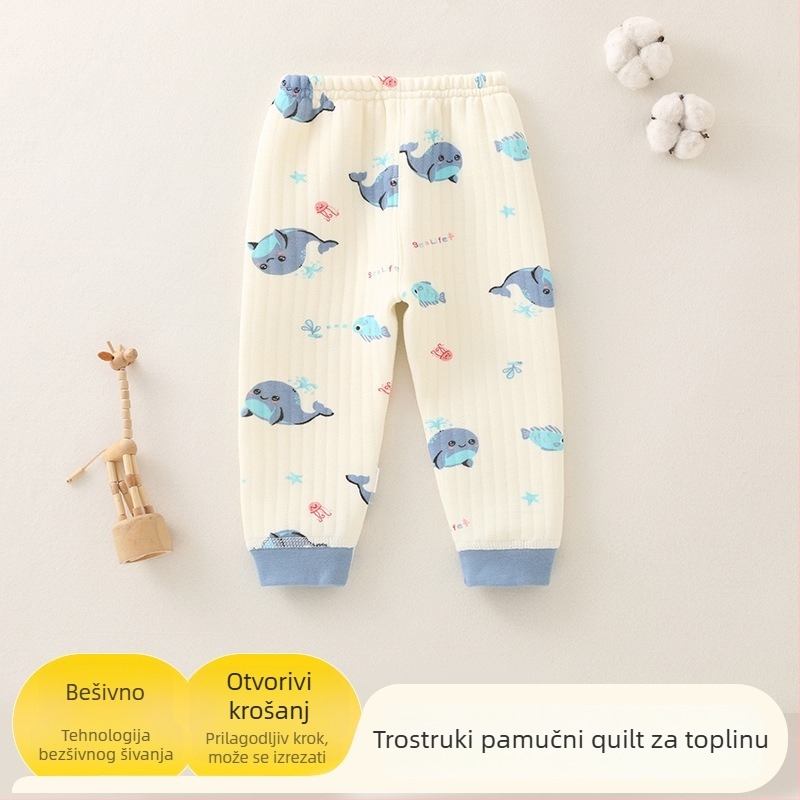 Dječje tople hlače od pamuka, tri slojeva izolacije, unisex, za uzrast 1–3 godina