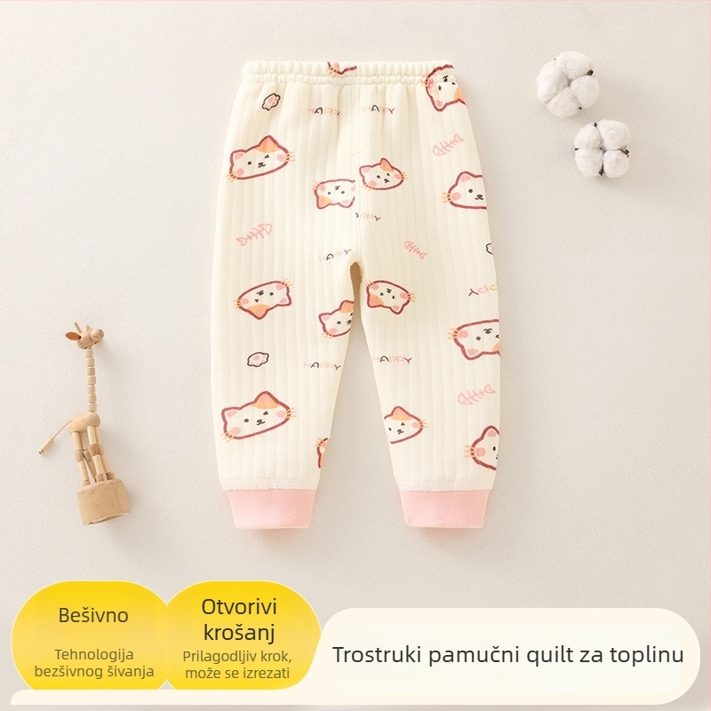 Dječje tople hlače od pamuka, tri slojeva izolacije, unisex, za uzrast 1–3 godina