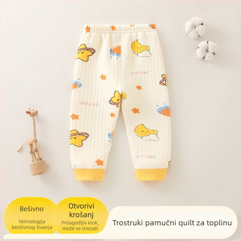 Dječje tople hlače od pamuka, tri slojeva izolacije, unisex, za uzrast 1–3 godina