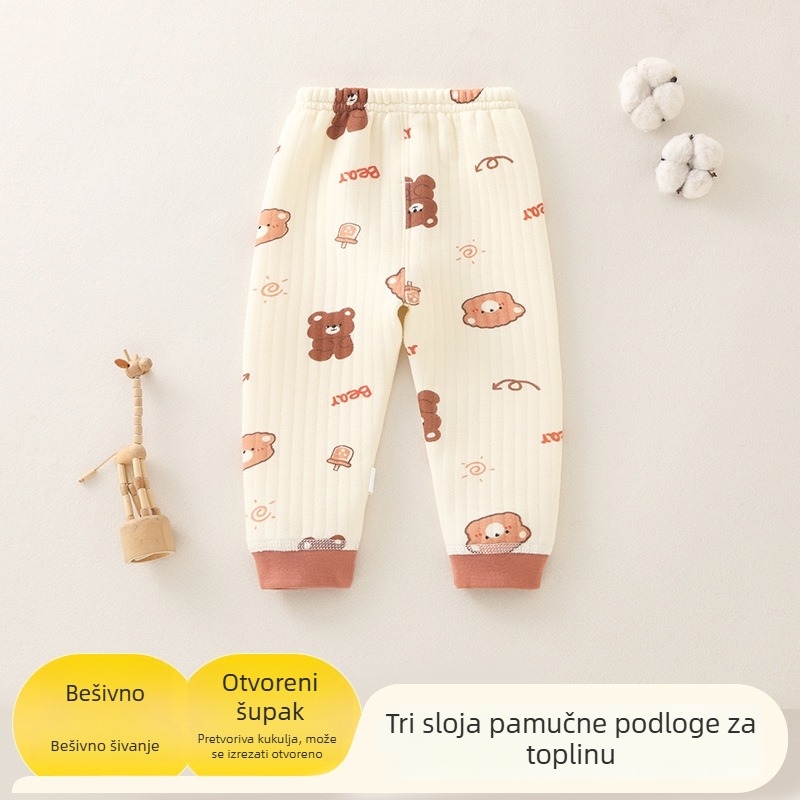 Dječje tople hlače od pamuka, tri slojeva izolacije, unisex, za uzrast 1–3 godina