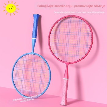 Dječji set badminton raketa – izdržljive dvostruke rakete, 95–100 g, okvir od željezne legure, najlon žice, držač G1, umjerena tvrdoća osovine