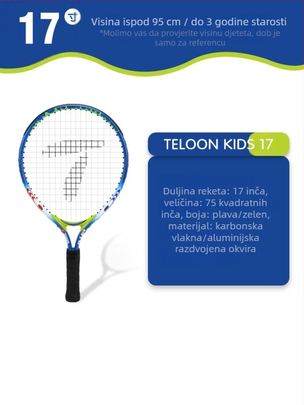 Tianlong dječji teniski reket za početnike – prethodno napete žice, aluminijski okvir, najlonske žice