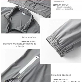 Kapuljačasta košulja za zaštitu od sunca, ljetna, tanka tkanina s teksturom poput svile, glavni materijal polipropilen, prednji zatvarač