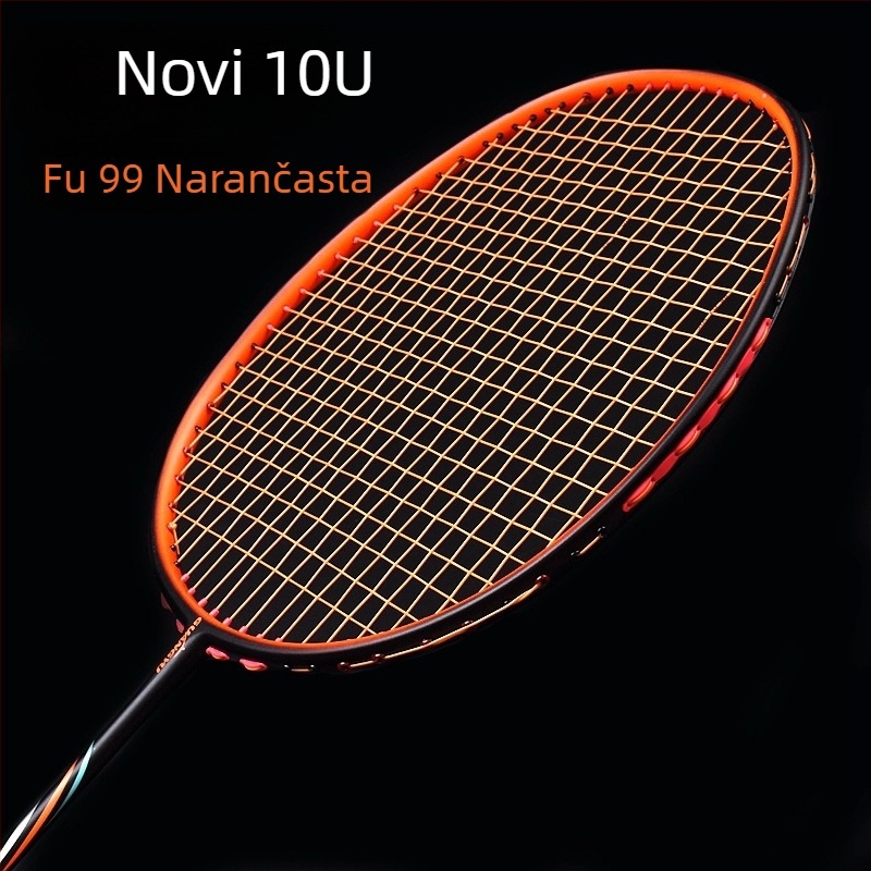 Guangyu badminton reketa, karbonsko vlakno okvir, težina 75–79 g, promjer ručke G5, tip reketa: pravac, tvrdoća šipke srednja