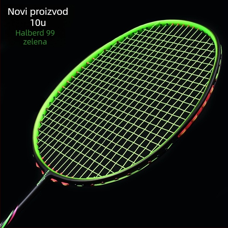Guangyu badminton reketa, karbonsko vlakno okvir, težina 75–79 g, promjer ručke G5, tip reketa: pravac, tvrdoća šipke srednja