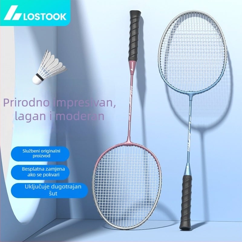 Raketa za badminton – okvir od željeznog legura, težina 95–100 g, drška G2, direktan udarac, za odrasle