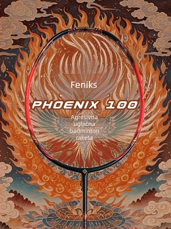 Badminton raketa, okvir od karbonskih vlakana, težina 80–84 g, debljina drške G5, direktni udar, natjecateljska razina