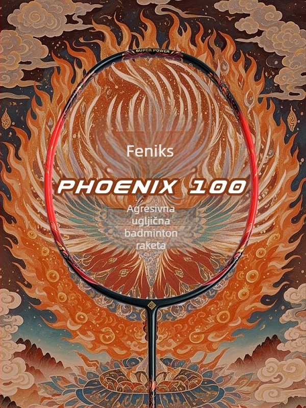 Badminton raketa, okvir od karbonskih vlakana, težina 80–84 g, debljina drške G5, direktni udar, natjecateljska razina