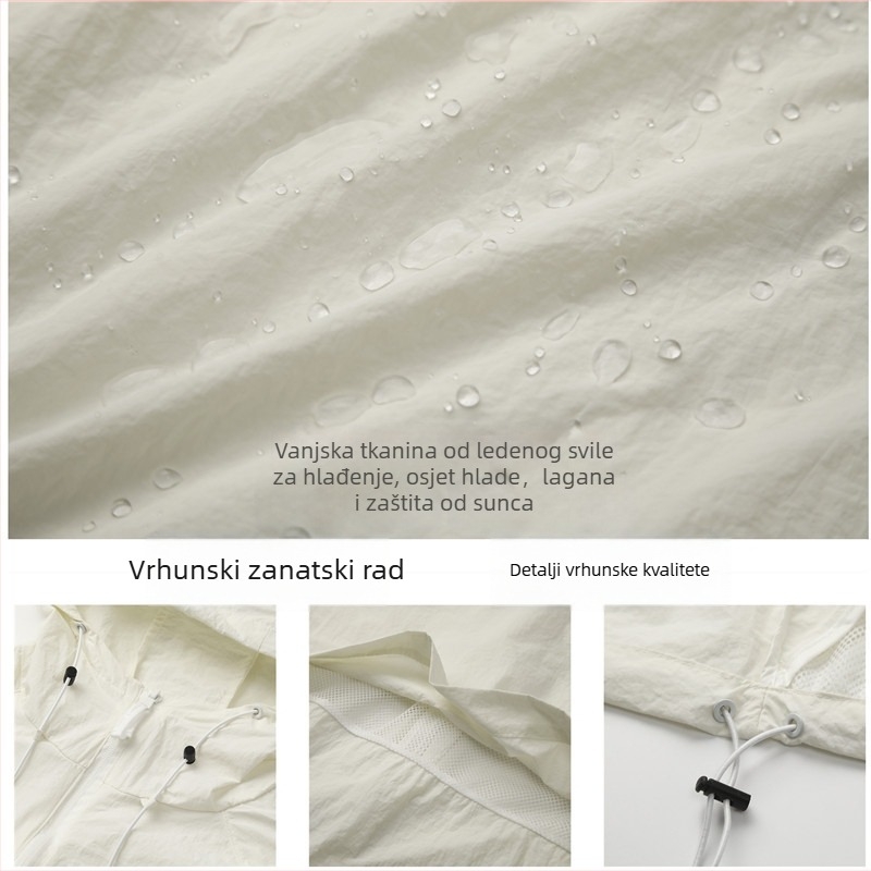 Muška jakna s ice silk materijalom, kapuljom, zatvaračem, UPF40+ zaštita od sunca, širokog kroja