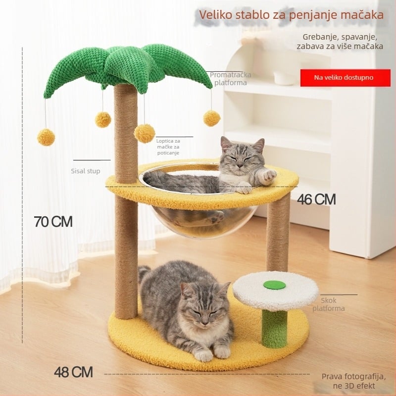 Mačje stablo za penjanje s integriranom kućicom, materijal sisal, brend Cute Xiao Ai, model PJ--886, jednostavan stil