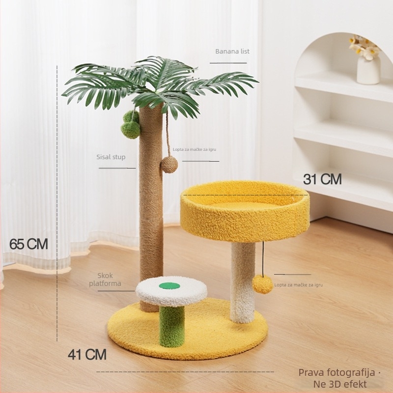 Mačje stablo za penjanje s integriranom kućicom, materijal sisal, brend Cute Xiao Ai, model PJ--886, jednostavan stil