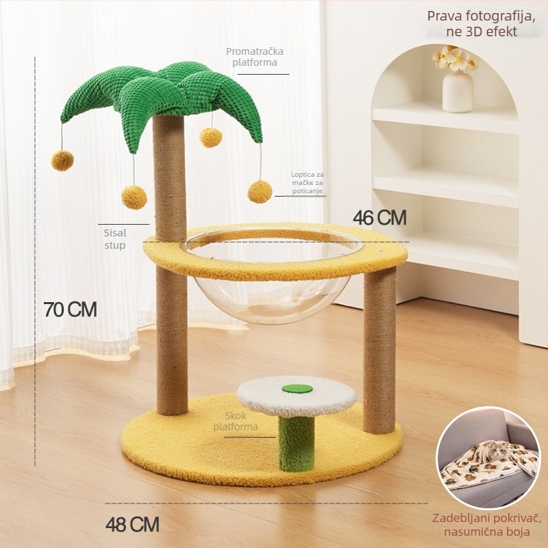 Mačje stablo za penjanje s integriranom kućicom, materijal sisal, brend Cute Xiao Ai, model PJ--886, jednostavan stil