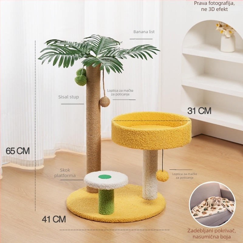 Mačje stablo za penjanje s integriranom kućicom, materijal sisal, brend Cute Xiao Ai, model PJ--886, jednostavan stil