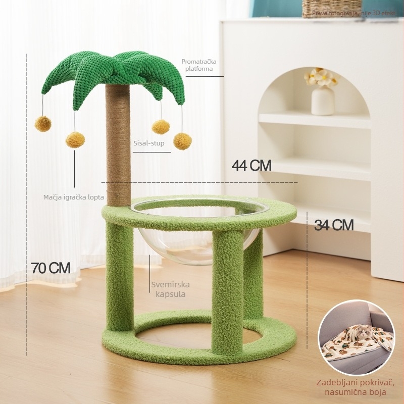 Mačje stablo za penjanje s integriranom kućicom, materijal sisal, brend Cute Xiao Ai, model PJ--886, jednostavan stil