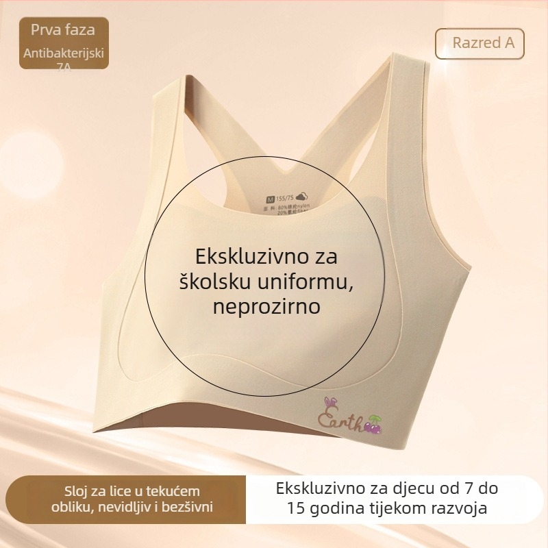 Dječje razvijanje donjeg rublja – prvi stupanj grudnjaka, za djecu 8–12 godina, najlon/spandeks 80/20, sve sezone