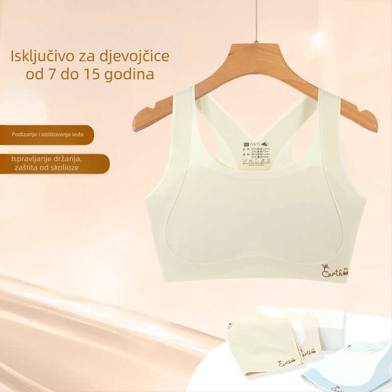Dječje razvijanje donjeg rublja – prvi stupanj grudnjaka, za djecu 8–12 godina, najlon/spandeks 80/20, sve sezone