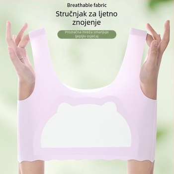 Djevojčice trening grudnjak s uloškom – Ice Silk najlon, puna šalica, srednje oblikovana šalica s pamukom podlogom, bez žice, čvrste dvostruke naramenice