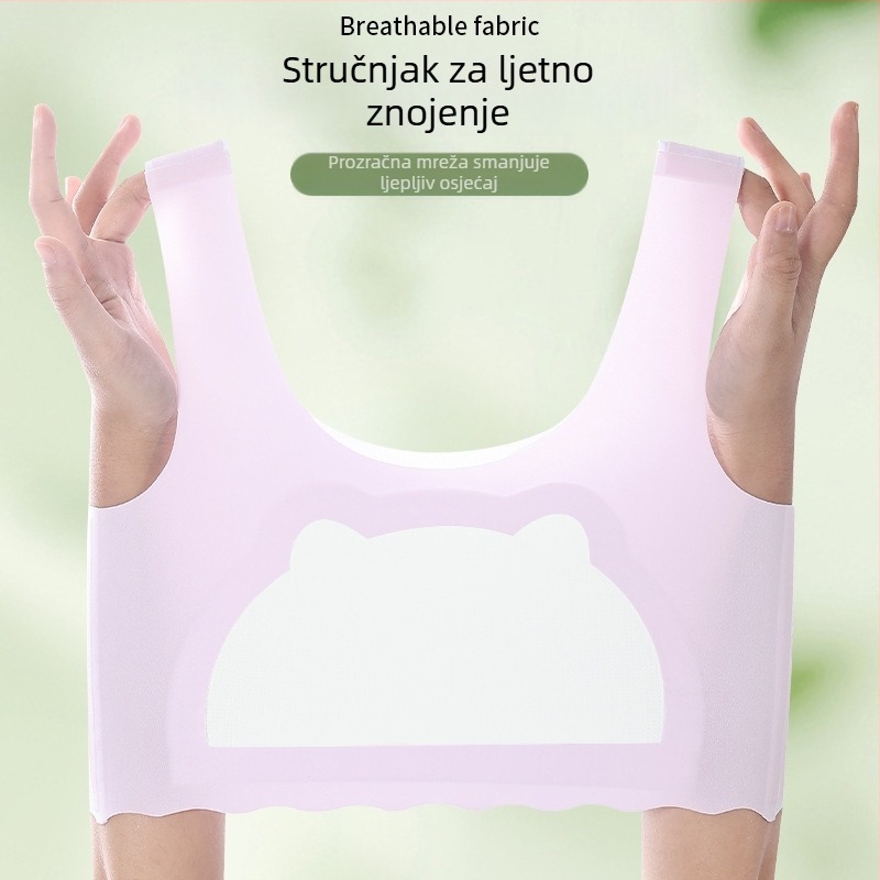 Djevojčice trening grudnjak s uloškom – Ice Silk najlon, puna šalica, srednje oblikovana šalica s pamukom podlogom, bez žice, čvrste dvostruke naramenice