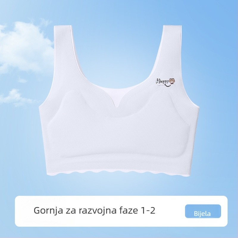 Djevojčice trening grudnjak s uloškom – Ice Silk najlon, puna šalica, srednje oblikovana šalica s pamukom podlogom, bez žice, čvrste dvostruke naramenice