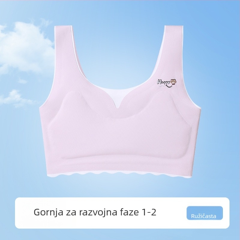 Djevojčice trening grudnjak s uloškom – Ice Silk najlon, puna šalica, srednje oblikovana šalica s pamukom podlogom, bez žice, čvrste dvostruke naramenice
