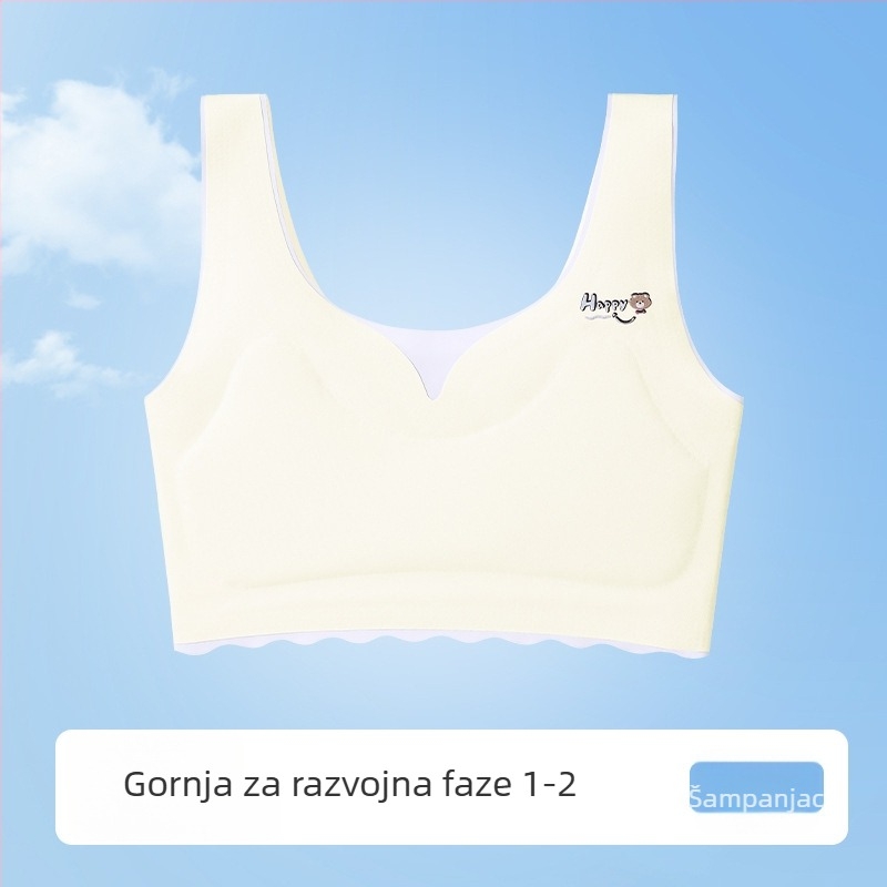 Djevojčice trening grudnjak s uloškom – Ice Silk najlon, puna šalica, srednje oblikovana šalica s pamukom podlogom, bez žice, čvrste dvostruke naramenice