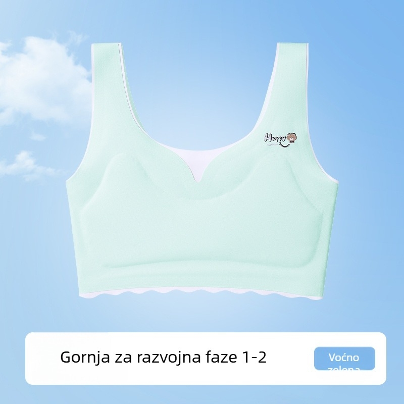 Djevojčice trening grudnjak s uloškom – Ice Silk najlon, puna šalica, srednje oblikovana šalica s pamukom podlogom, bez žice, čvrste dvostruke naramenice