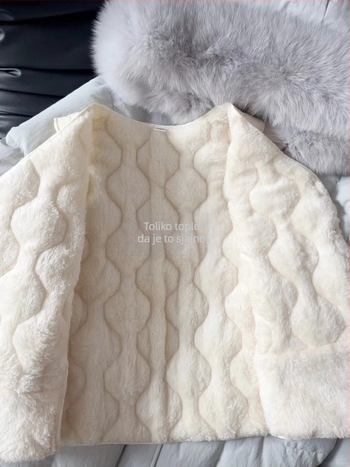 Ženska vesta s flis podstavom, mješavina vune, V-izrez, normalna duljina, punilo od poliester