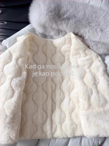 Ženska vesta s flis podstavom, mješavina vune, V-izrez, normalna duljina, punilo od poliester