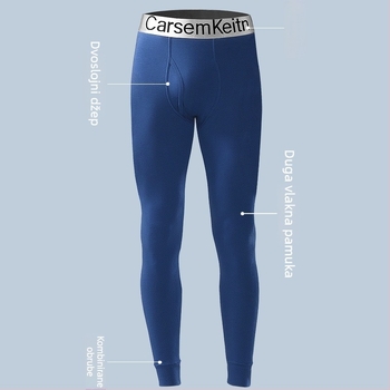 Muške tanke pamučne termo hlače Slim Fit, prozračne, 95% pamuk