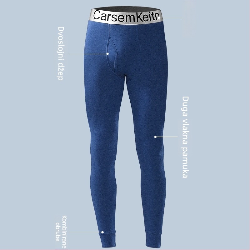 Muške tanke pamučne termo hlače Slim Fit, prozračne, 95% pamuk