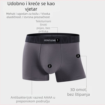 Muške pamučne gaće, prozračne i antibakterijske, sa srednjim strukom, jednobojni / blok uzorak