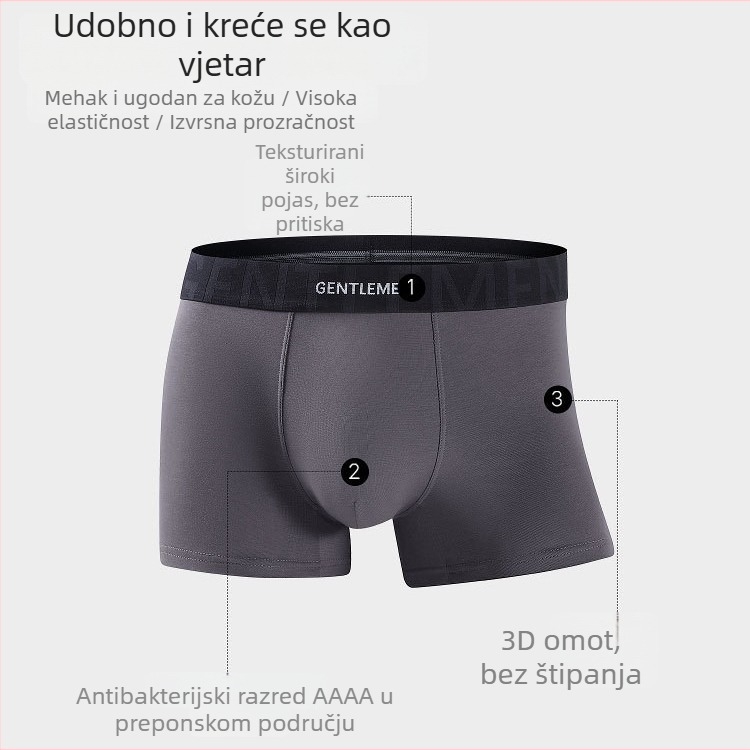 Muške pamučne gaće, prozračne i antibakterijske, sa srednjim strukom, jednobojni / blok uzorak