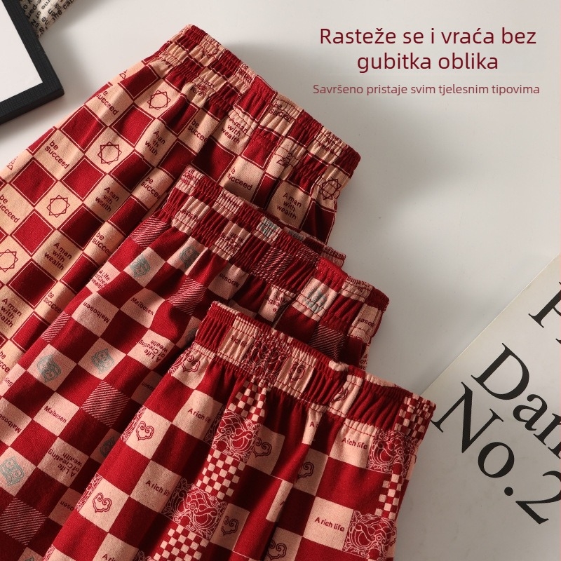 Muške pamučne bokserice, prozračne, srednja visina struka, prugasti/kockasti uzorak, dizajn zviježđa 2025