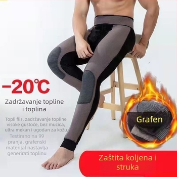 Termalne hlače s flis podstavom, visokim strukom, elastične, gusta poliester tkanina