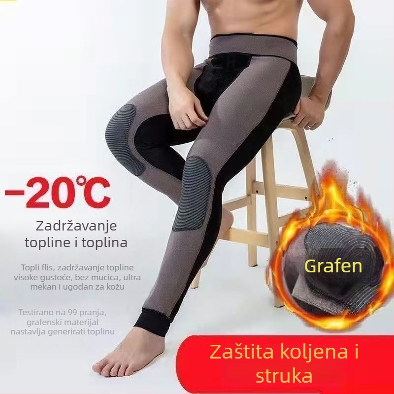 Termalne hlače s flis podstavom, visokim strukom, elastične, gusta poliester tkanina