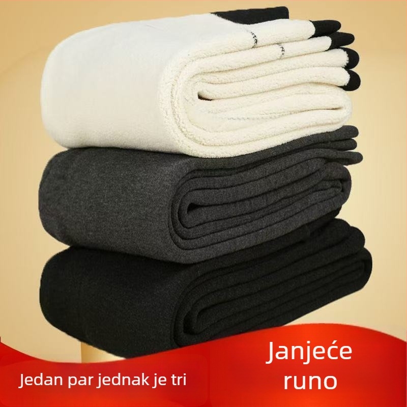 Termalne hlače s flis podstavom, visokim strukom, elastične, gusta poliester tkanina