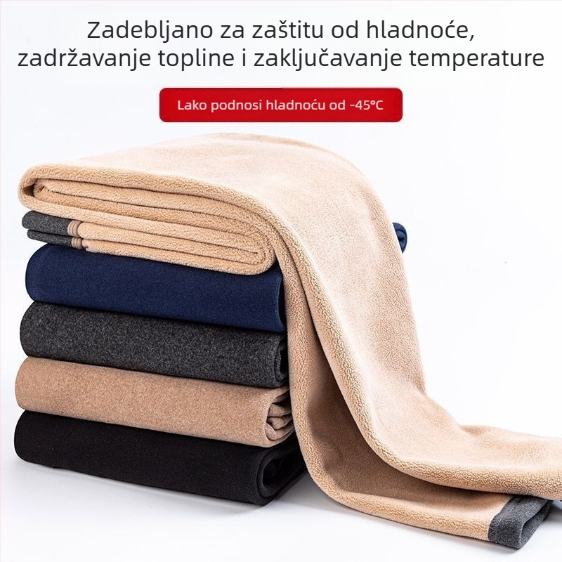 Termalne hlače s flis podstavom, visokim strukom, elastične, gusta poliester tkanina