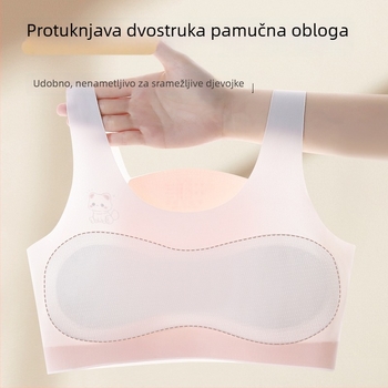 Dječja sportska grudnjica za djevojčice, faza 1, s punom čašom i ultra-tankim oblikovanim čašicama od pamuka; glavni materijal: najlon; podstava: najlon; prozračni stražnji dio; udobna podrška