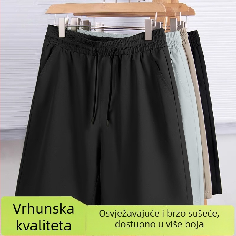 Ice Silk šorcevi za mlade — mikroelastični, 100% poliester, ravni kroj