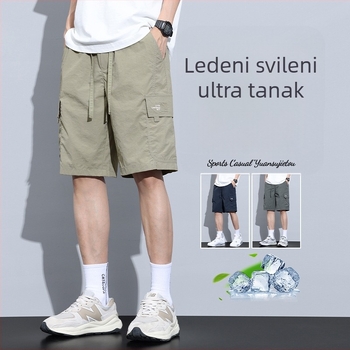 Muške radne šorceve, labav kroj, najlon, brzo sušeće, srednji pojas, s remenom, duljina 5/4