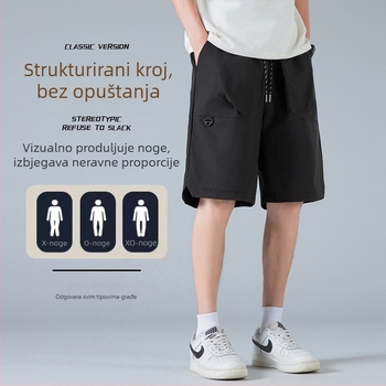 Muške cargo kratke hlače, ravnog kroja, kapri duljina, 100% poliester, više džepova, sportski stil